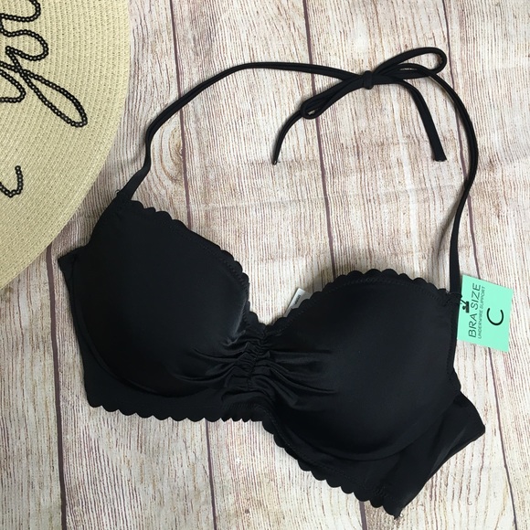 Sundazed Black Nixie Ruffle Edge Bikini Top Sz 36C - Picture 3 of 8
